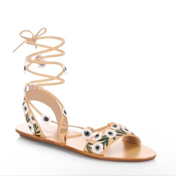 Loeffler Randall Shoes - Loeffler Randall Floral Nude Fleura Lace-Up Sandal Size 9.5